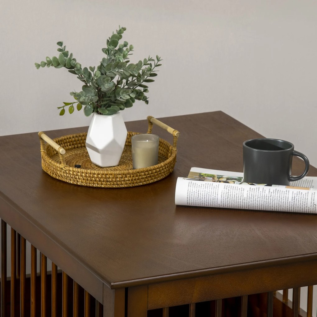 PawHut Κλουβί για σκύλους με κλειδαριά, ανυψωμένη βάση, Κλουβί μεταφοράς, 80,5 cm x 59,5 cm x 67,5 cm, Καφέ