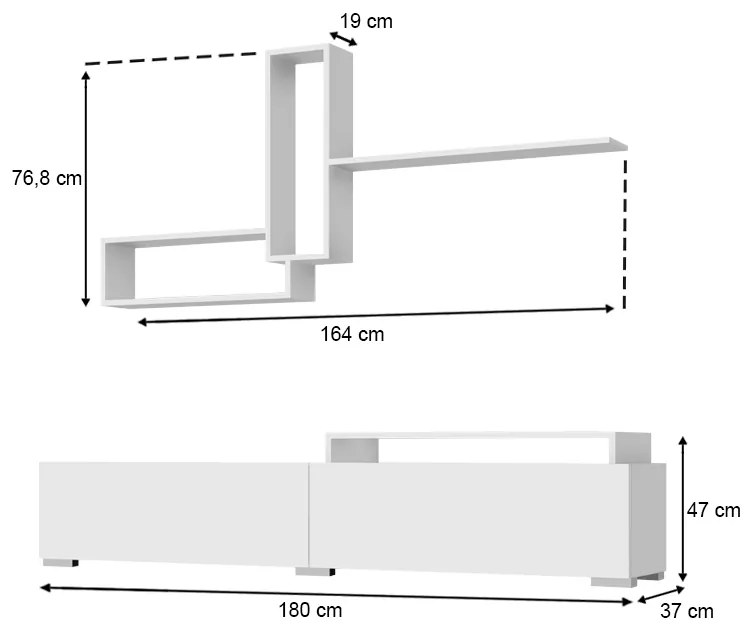 Σύνθεση τηλεόρασης Odessa Megapap χρώμα λευκό 180x37x47εκ.