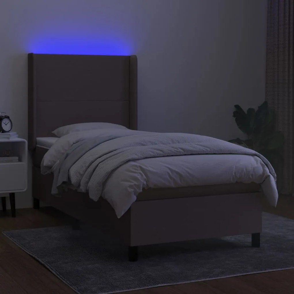 ΚΡΕΒΑΤΙ BOXSPRING ΜΕ ΣΤΡΩΜΑ &amp; LED TAUPE 90X190 ΕΚ. ΥΦΑΣΜΑΤΙΝΟ 3138121