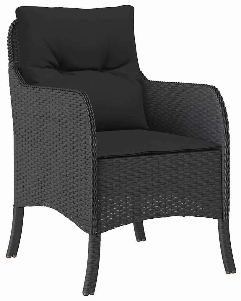 vidaXL Σέτ φαγητού για κήπο με μαξιλάρι 5 pcs Μαύρο Πολυ ράταν