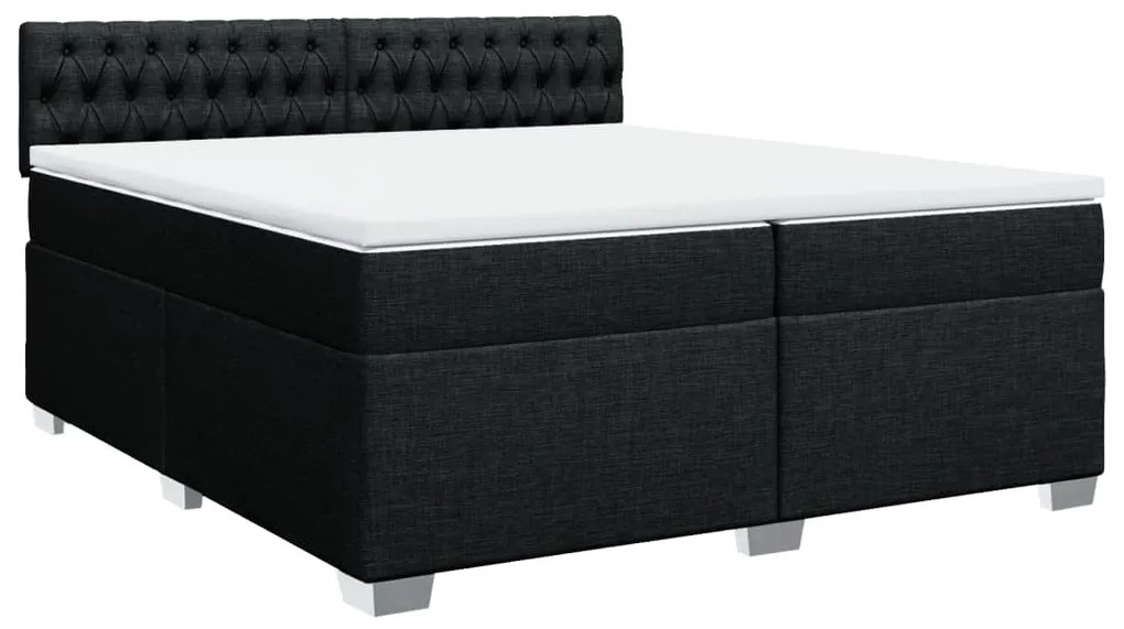 vidaXL Κρεβάτι Boxspring με Στρώμα Μαύρο 200x200 εκ. Υφασμάτινο