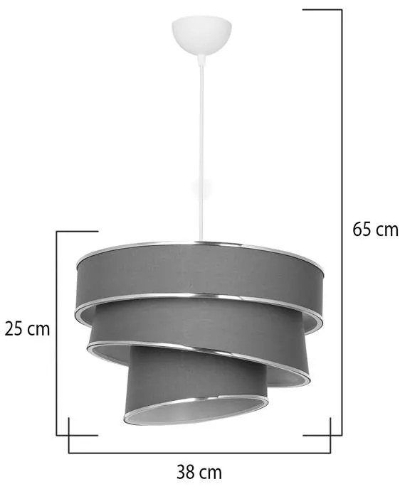 Φωτιστικό οροφής μονόφωτο Tazma ύφασμα σε γκρι απόχρωση Φ38x65εκ 38x38x25 εκ.