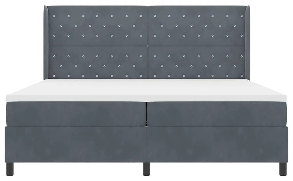 vidaXL Κρεβάτι με ελατήρια Σκούρο γκρι 200 x 200 cm Βελούδο