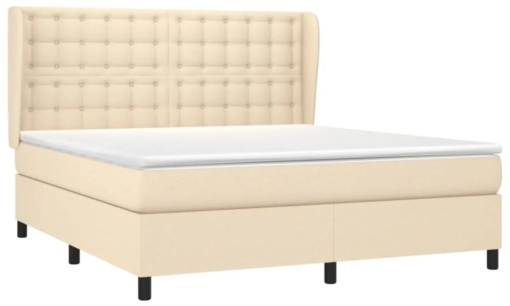 vidaXL Κρεβάτι Boxspring με Στρώμα Κρεμ 180x200 εκ. Υφασμάτινο