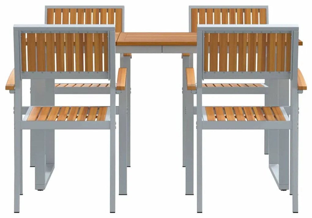 vidaXL Σέτ φαγητού για κήπο 5 pcs Γκρι Στερεό Ξύλο Ακακίας