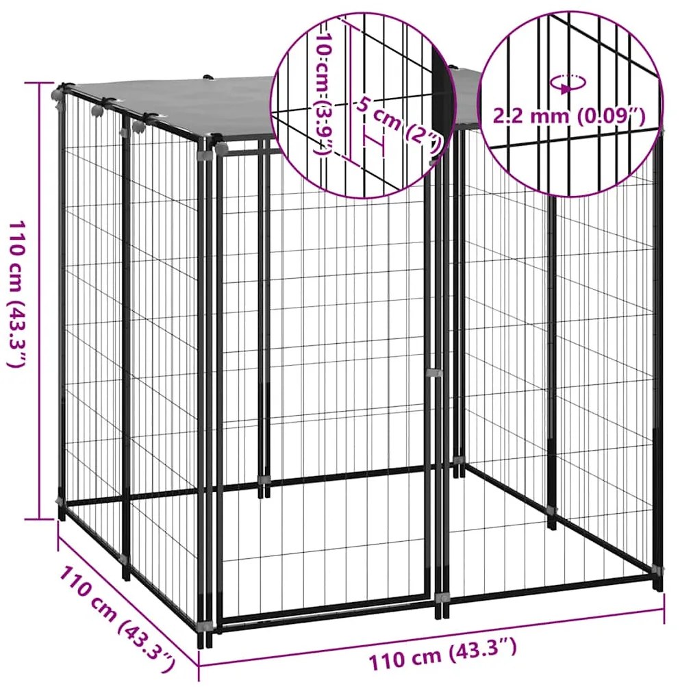 vidaXL Σπιτάκι σκύλου Μαύρο 110 x 110 x 110 από Ατσάλι