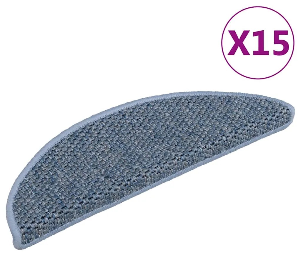 vidaXL Πατάκια Σκάλας Αυτοκόλλητα 15 τεμ. Όψη Σιζάλ Μπλε 56x17x3 εκ.