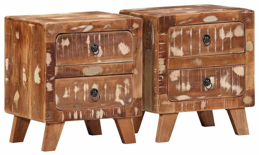 Κομοδίνο 2 τεμάχια 40x32x46 cm Στερεό ξύλο ανακυκλωμένο