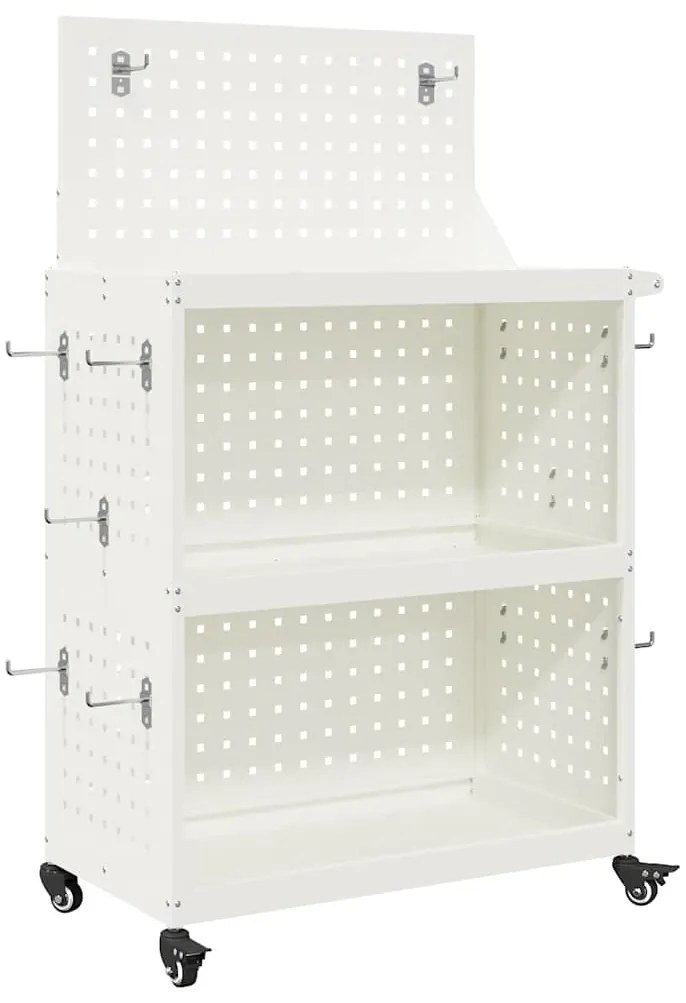 vidaXL Καρότσι εργαλείων Λευκό 65 x 35 x 111 εκ Ψυχρής έλασης χάλυβας