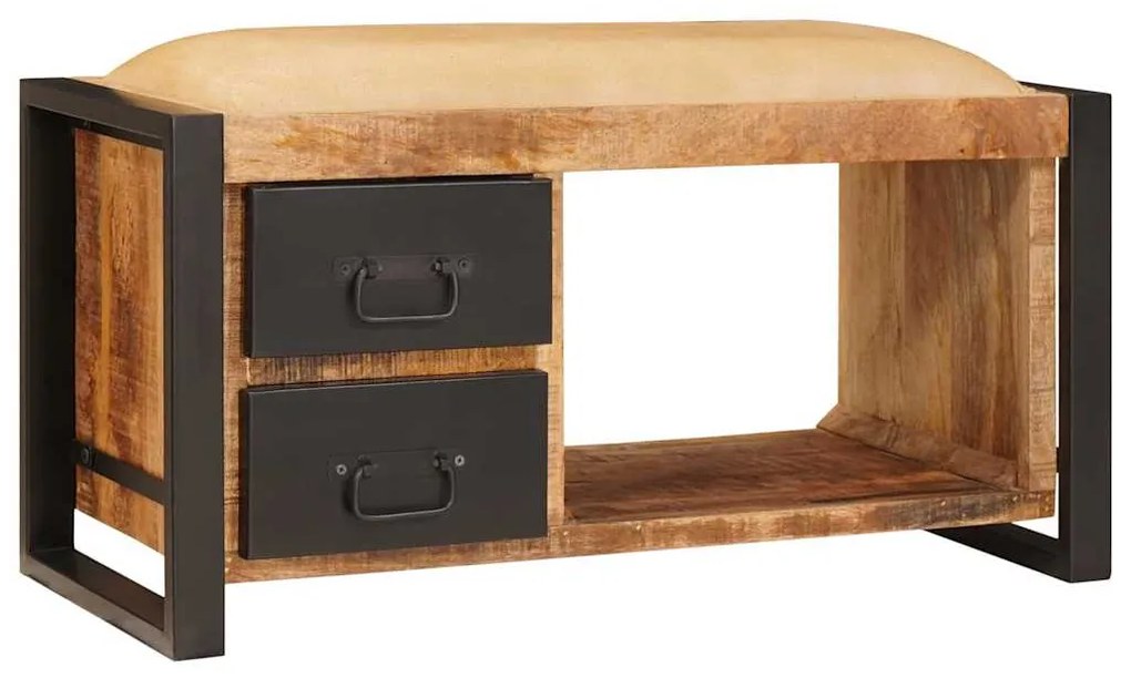 vidaXL Παγκάκι Αποθήκευσης Καφέ 80 x 35 x 40 εκ Μασίφ ξύλο μάνγκο