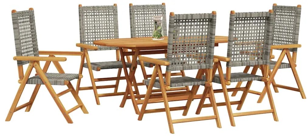 vidaXL Σέτ φαγητού για κήπο 7 pcs Γκρι