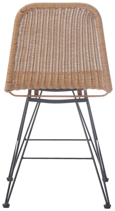 Καρέκλα Pamela pe rattan φυσικό - μαύρα μεταλλικά πόδια 44x58x82 εκ. 44x58x82 εκ.