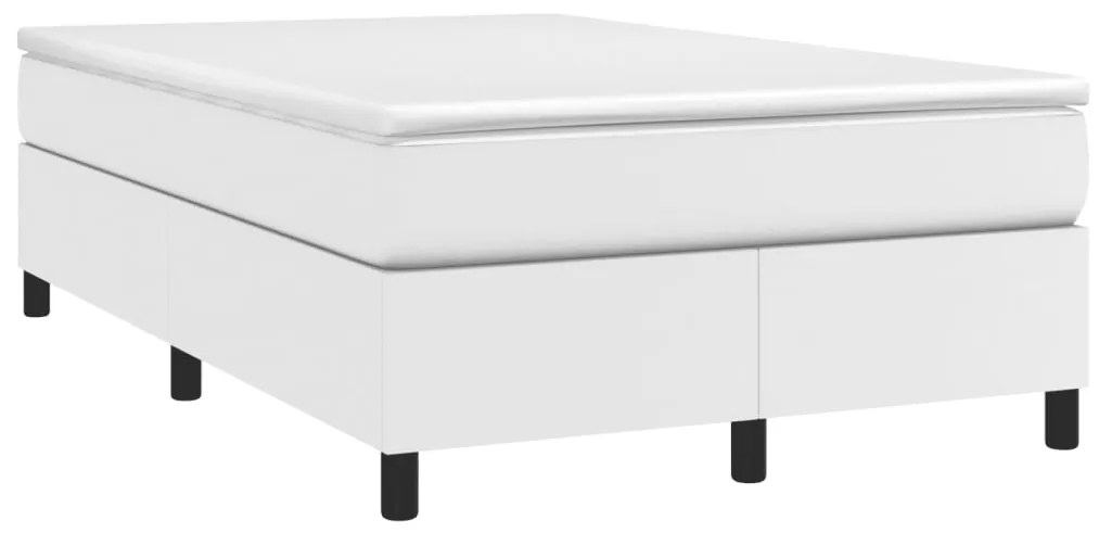 vidaXL Κρεβάτι Boxspring με Στρώμα Λευκό 120x190εκ.από Συνθετικό Δέρμα