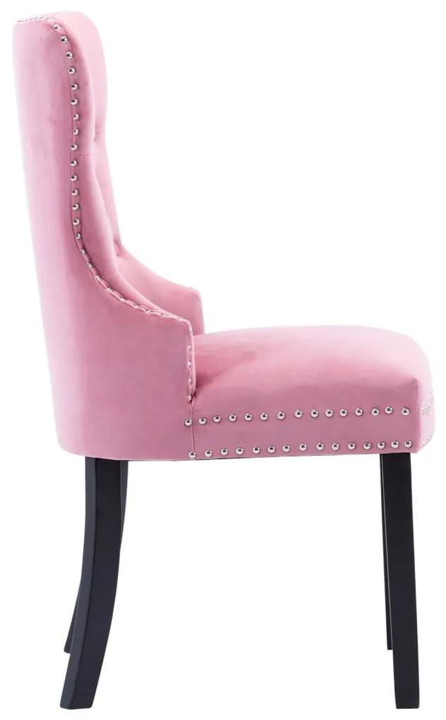Καρέκλες Τραπεζαρίας 6 τεμ. Ροζ Βελούδινες - Ροζ