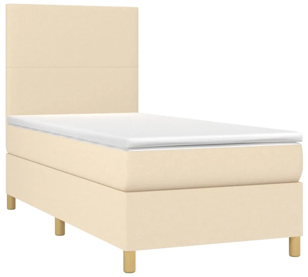 ΚΡΕΒΑΤΙ BOXSPRING ΜΕ ΣΤΡΩΜΑ ΚΡΕΜ 90X190 ΕΚ.ΥΦΑΣΜΑΤΙΝΟ 3142142