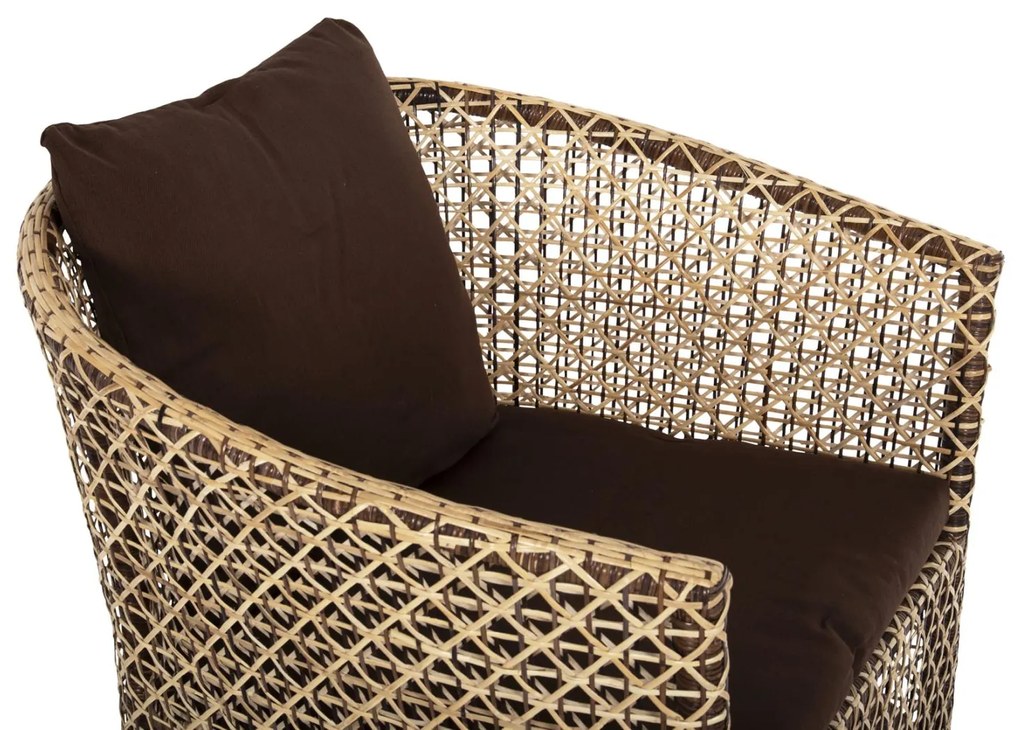 Καρέκλα - Πολυθρόνα SILMAR C6111 Καφέ - Φυσικό Rattan με Μαξιλάρια 82x76x85Υεκ. 82x76x85 εκ.