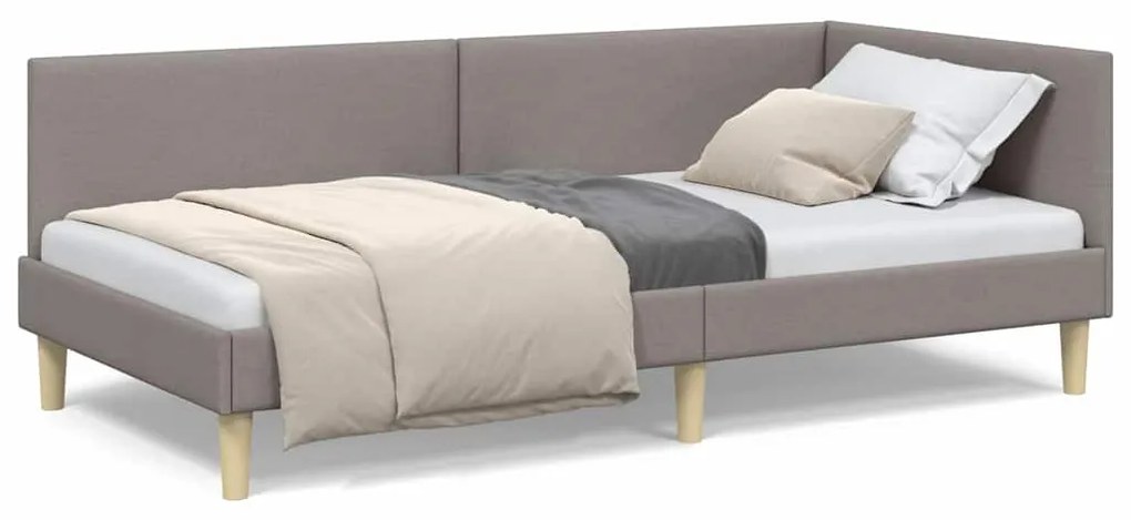vidaXL Κρεβάτι Γωνίας Άλλο Taupe 90 x 200 cm Ύφασμα και Έργο ξύλου