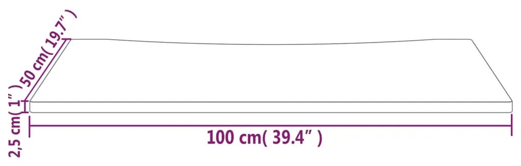 Επιφάνεια Γραφείου 100 x 50 x 2,5 εκ. από Μασίφ Ξύλο Πεύκου - Καφέ