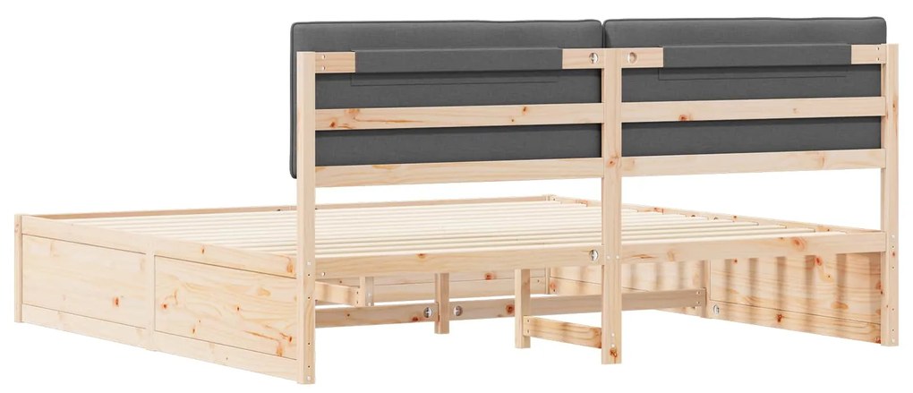 vidaXL Σκελετός Κρεβατιού με Επενδεδυμένο Κεφαλάρι Σκούρο Γκρι