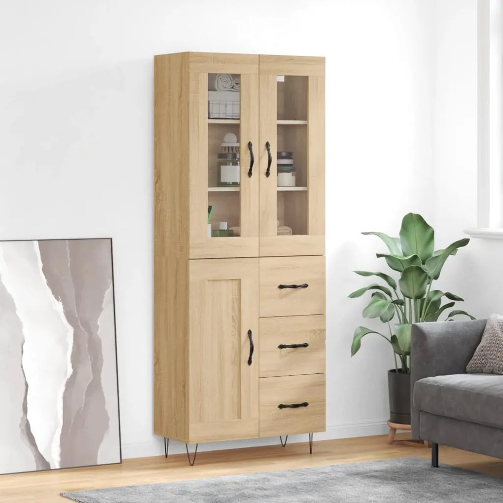 vidaXL Ντουλάπι Sonoma δρυς 69,5 x 34 x 180 εκ. από Επεξεργασμένο Ξύλο