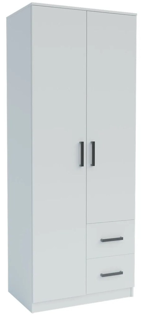 Ντουλάπα Δίφυλλη με συρτάρια Simple Λευκή 80x52x205cm