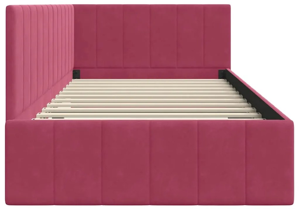 vidaXL Κρεβάτι Γωνίας με κεφαλάρι Μπορντό 90 x 200 cm Βελούδο