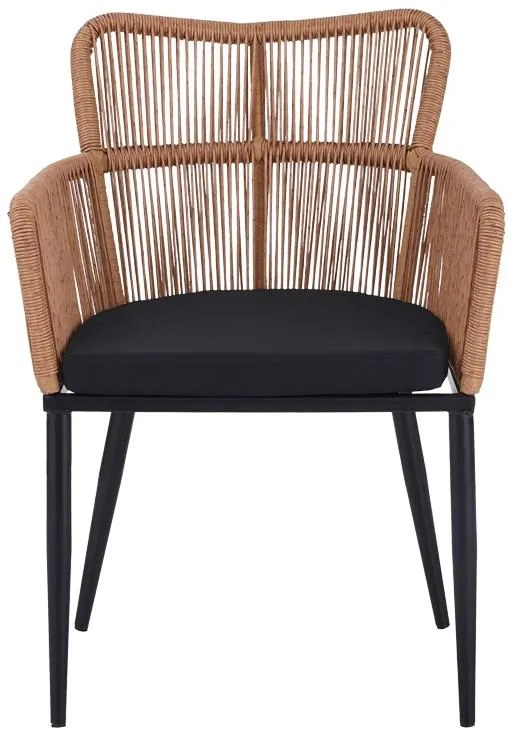 Καρέκλα - Πολυθρόνα Naoki pe rattan - metal σε Φυσικό με μαύρα πόδια/μαξιλάρι 59x62.5x78 εκ. 59x62.5x78 εκ.