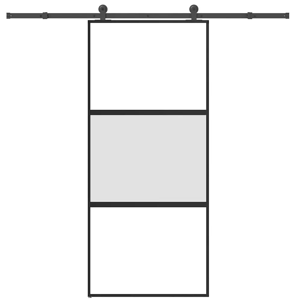 vidaXL Συρόμενη πόρτα με σετ υλικού 90x205 cm από γυαλί&amp;Αλουμίνιο