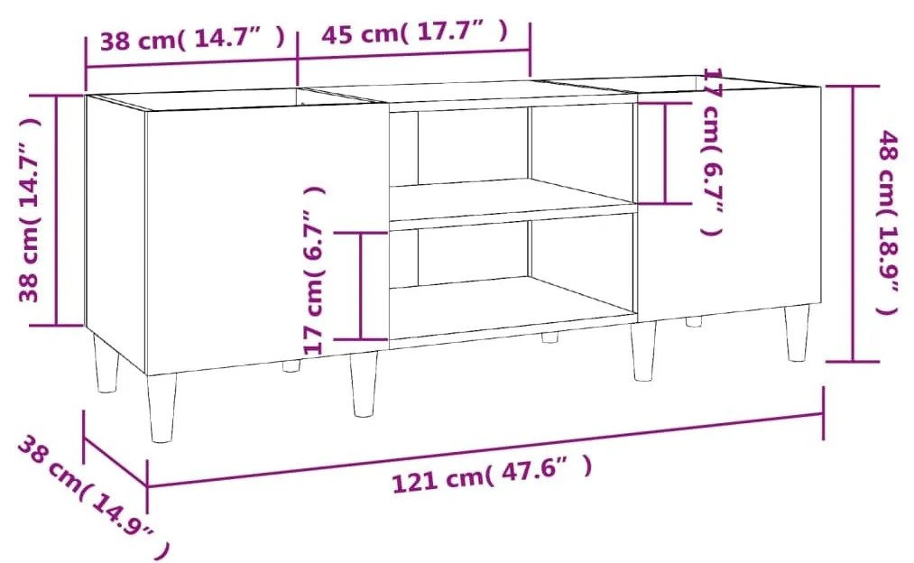 Δισκοθήκη Λευκή 121 x 38 x 48 εκ. Επεξεργασμένο Ξύλο - Λευκό