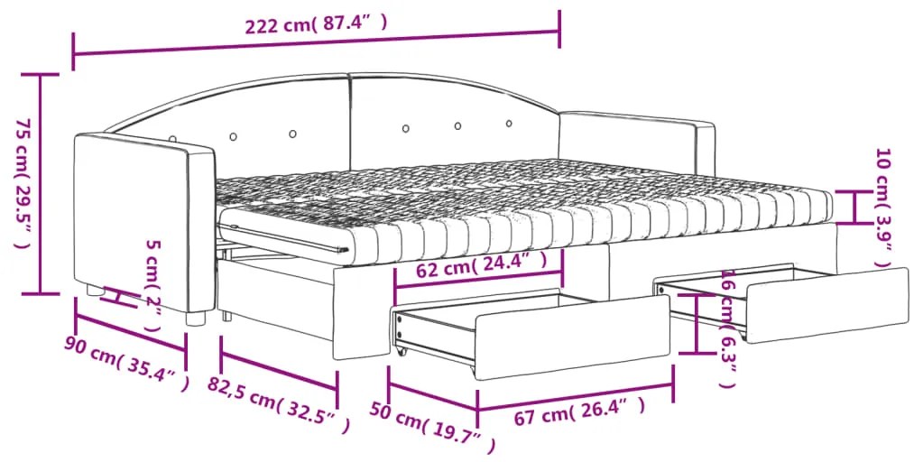 Καναπές Κρεβάτι Συρόμενος Ροζ 80x200 εκ. Βελούδινος Συρτάρια - Ροζ