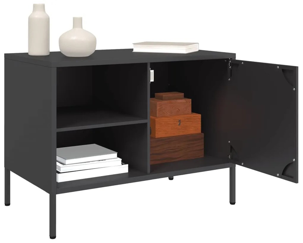 vidaXL Έπιπλα Τηλεόρασης 2 τεμ. Μαύρο 68x39x50,5 εκ. από Χάλυβα