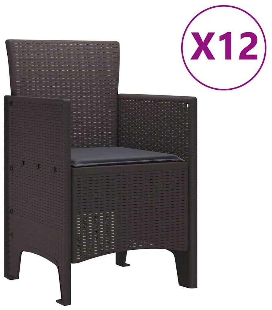 vidaXL Σέτ φαγητού για κήπο 13 pcs Καφέ Rattan Polt