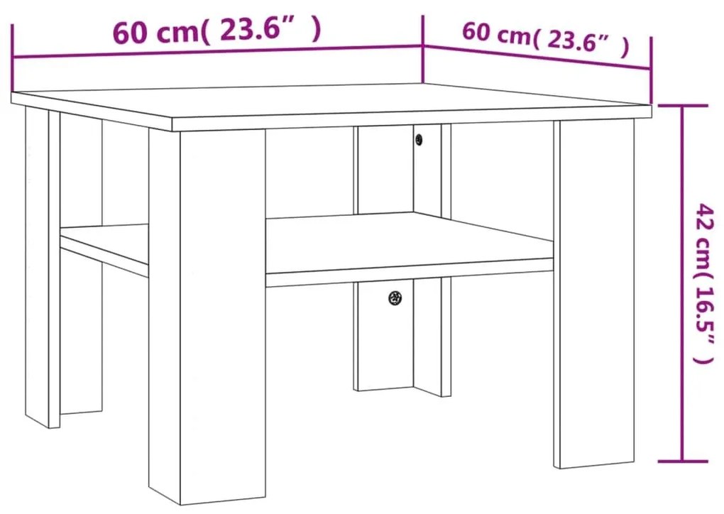 Τραπεζάκι Σαλονιού Sonoma Δρυς 60x60x42 εκ. από Επεξ. Ξύλο - Καφέ