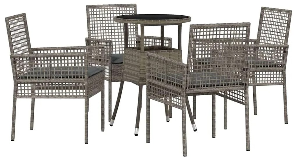 vidaXL Σέτ φαγητού για κήπο 5 pcs Γκρι Πολυ ράταν