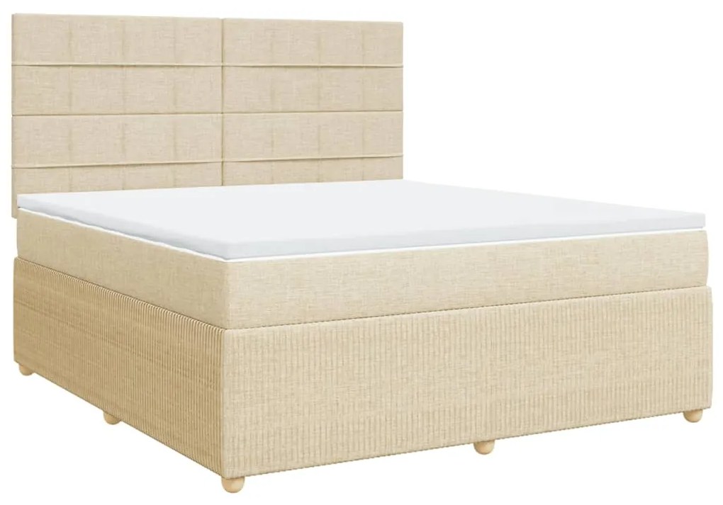 vidaXL Κρεβάτι Boxspring με Στρώμα Κρεμ 180x200 εκ. Υφασμάτινο