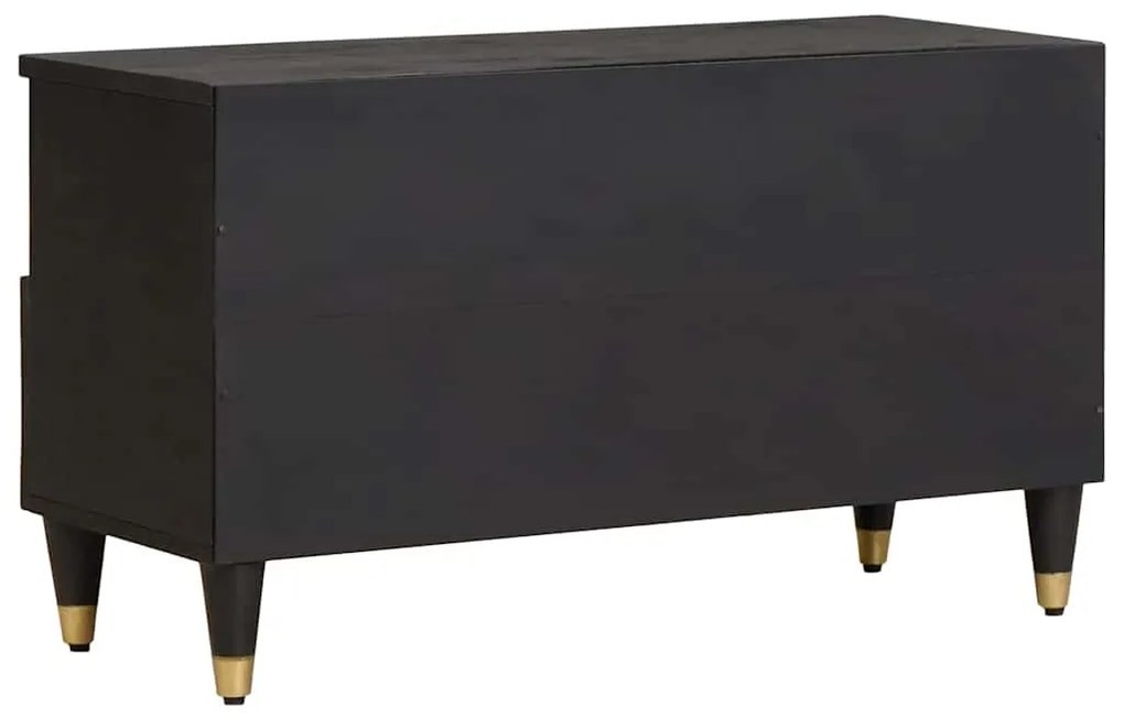 vidaXL Ντουλάπι TV με συρτάρι Μαύρο 80 x 33 x 46 εκ Στερεό ξύλο μάνγκο