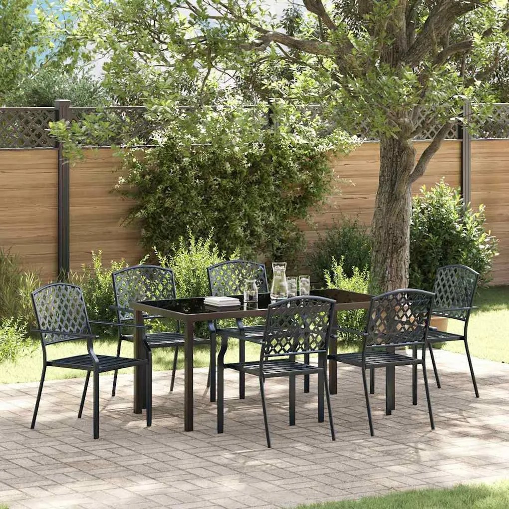 vidaXL Σέτ φαγητού για κήπο 7 pcs Ανθρακί Ατσάλι