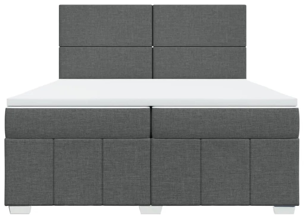 Κρεβάτι Boxspring με Στρώμα Σκούρο Γκρι 200x200 εκ. Υφασμάτινο - Γκρι