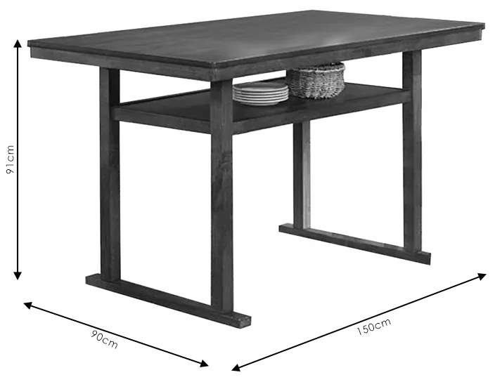 ΤΡΑΠΕΖΙ ΜΠΑΡ TENOR PAKOWORLD ΦΥΣΙΚΟ ΞΥΛΟ RUBBERWOOD-ΜDF ΚΑΡΥΔΙ 150X90X91.5ΕΚ