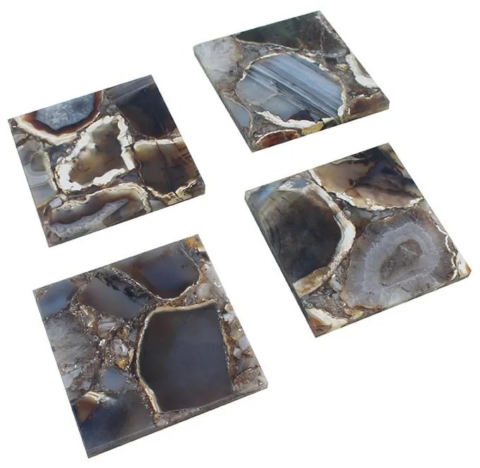 Artekko Agate Σουβέρ από Αχάτη Μαύρο (10x10x1.1)cm Σετ/4 Artekko 44887-BLAC