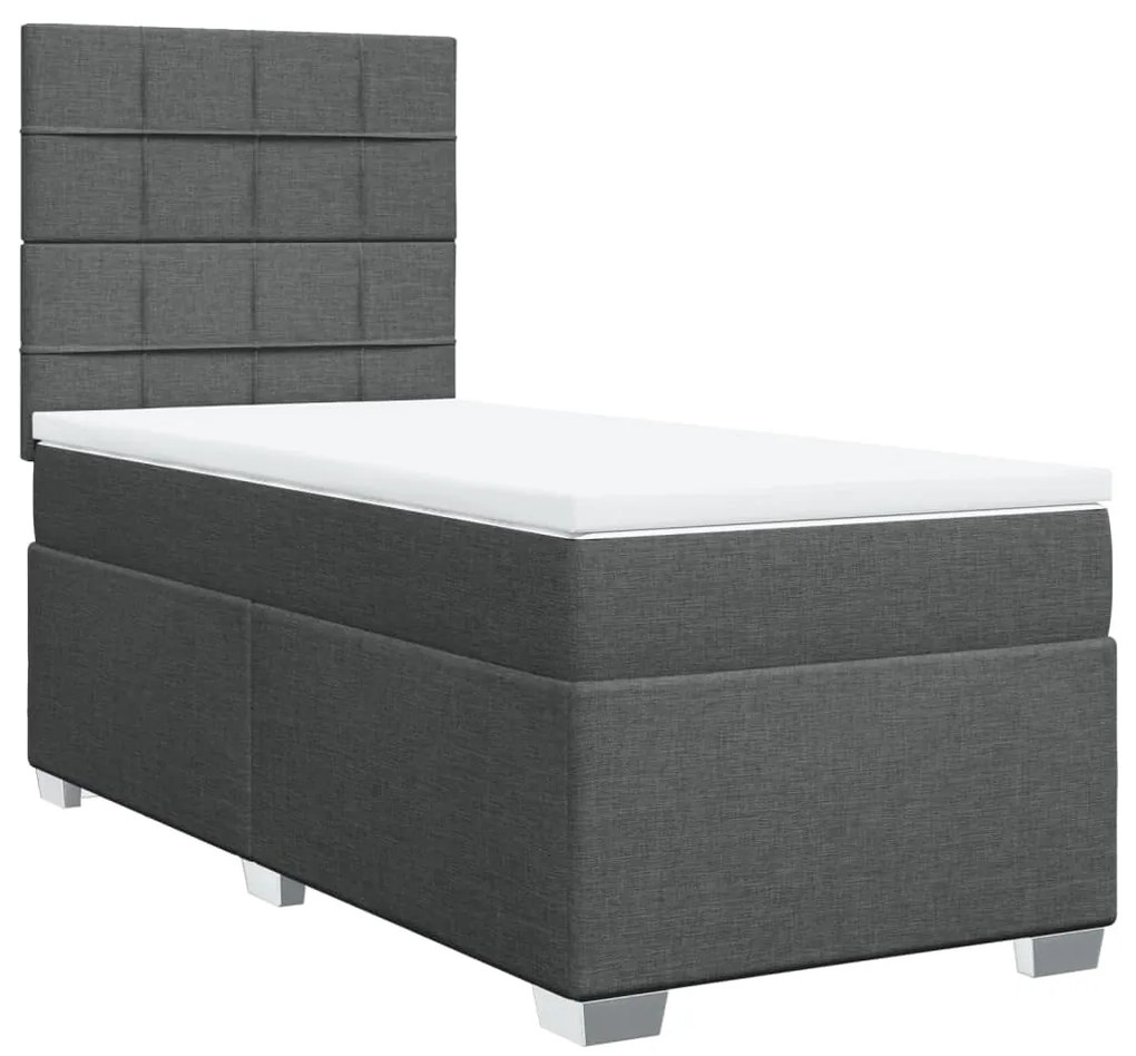 ΚΡΕΒΑΤΙ BOXSPRING ΜΕ ΣΤΡΩΜΑ ΣΚΟΥΡΟ ΓΚΡΙ 90X190 ΕΚ. ΥΦΑΣΜΑΤΙΝΟ 3292644