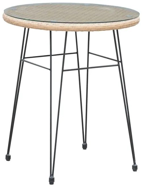 SALSA Τραπέζι H.70cm Μέταλλο Βαφή Μαύρο, Wicker Φυσικό  Φ60cm H.70cm [-Μαύρο/Φυσικό-] [-Μέταλλο/Wicker-] Ε244,ΤΗ