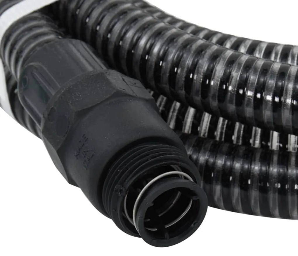 vidaXL Σωλήνας Αναρρόφησης Ορειχ. Συνδέσεις Μαύρος 7 μ/1" PVC