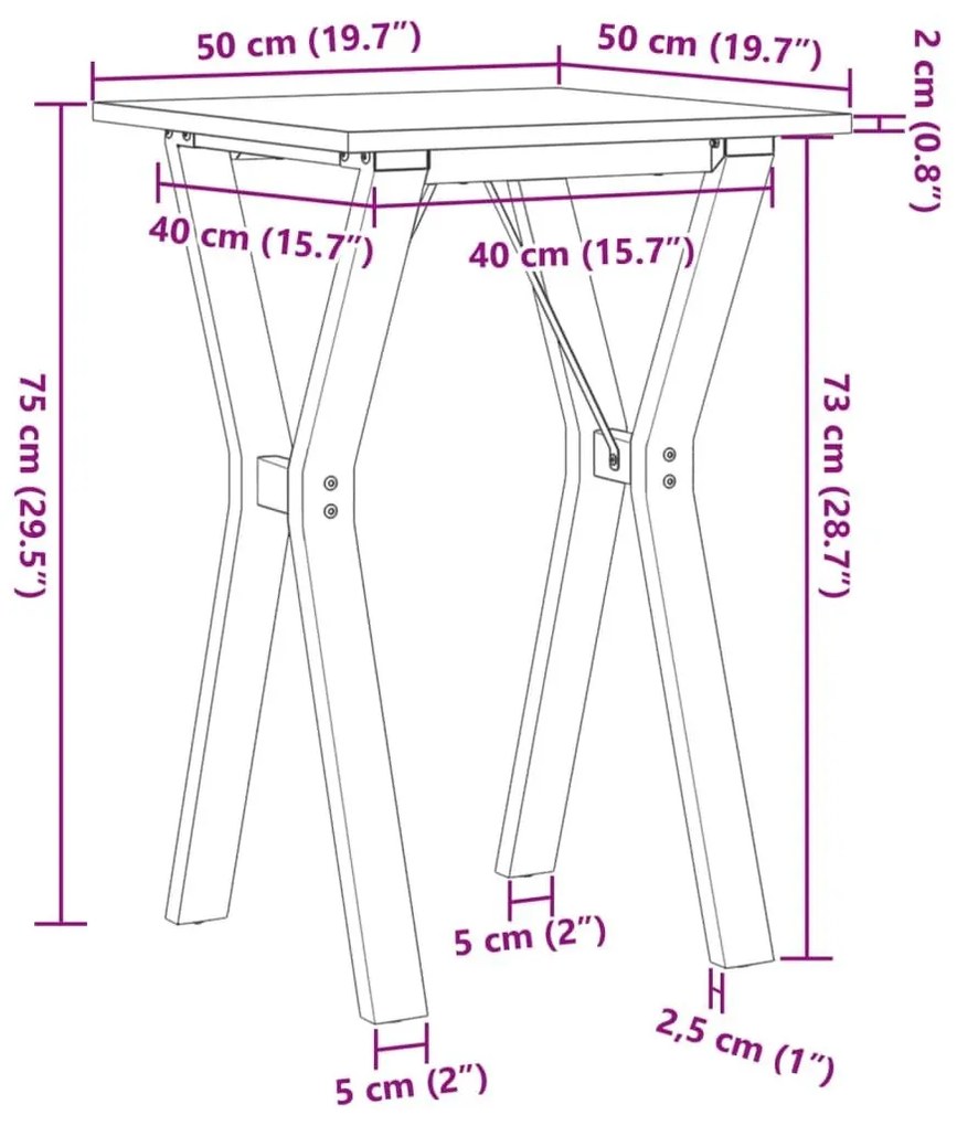 Τραπέζι Τραπεζαρίας Πλαίσιο Υ50x50x75εκ Μασίφ Πεύκο/Χυτοσίδηρος - Καφέ