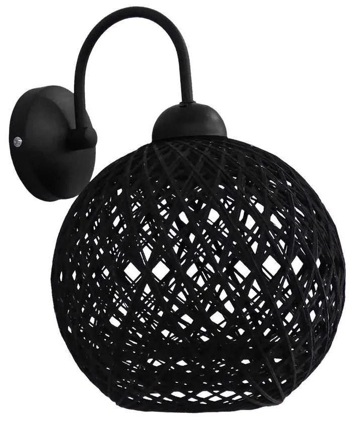 Φωτιστικό Τοίχου-Απλίκα Silk-01/ΑΡ Φ20 31-1154 Black Heronia Rope, Metal