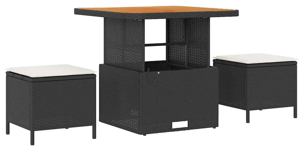 vidaXL Σετ Καναπέ Κήπου με μαξιλάρι 9 pcs Μαύρο Πολυ ράταν