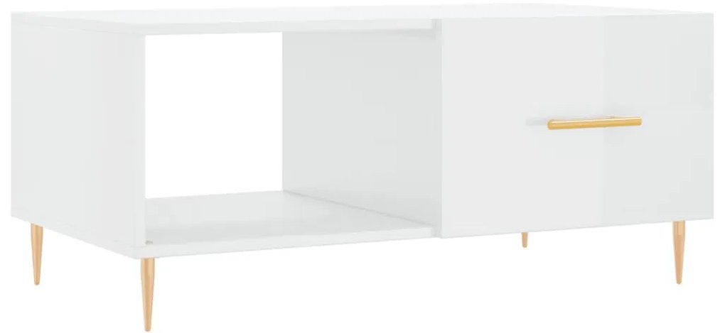 vidaXL Τραπεζάκι Σαλονιού Γυαλ. Λευκό 90x50x40 εκ. Επεξεργ. Ξύλο