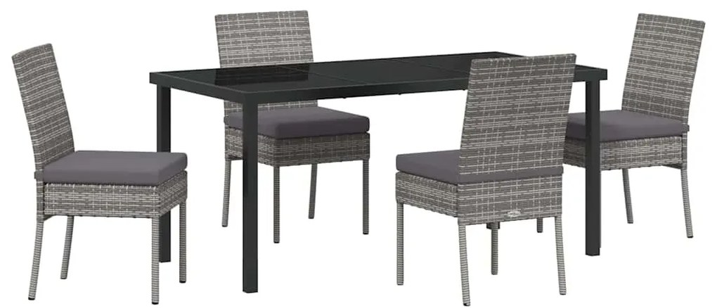 vidaXL Σέτ φαγητού για κήπο 5 pcs Γκρι Χάλυβας με επίστρωση πούδρας