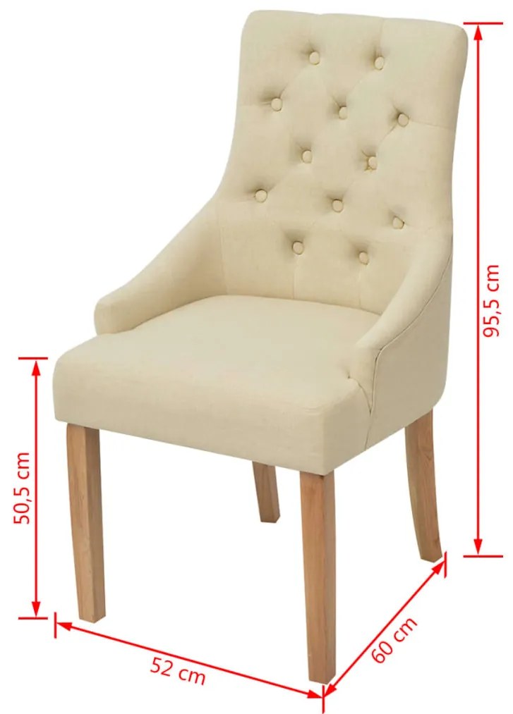 vidaXL Καρέκλες Τραπεζαρίας 6 τεμ. Κρεμ Υφασμάτινες