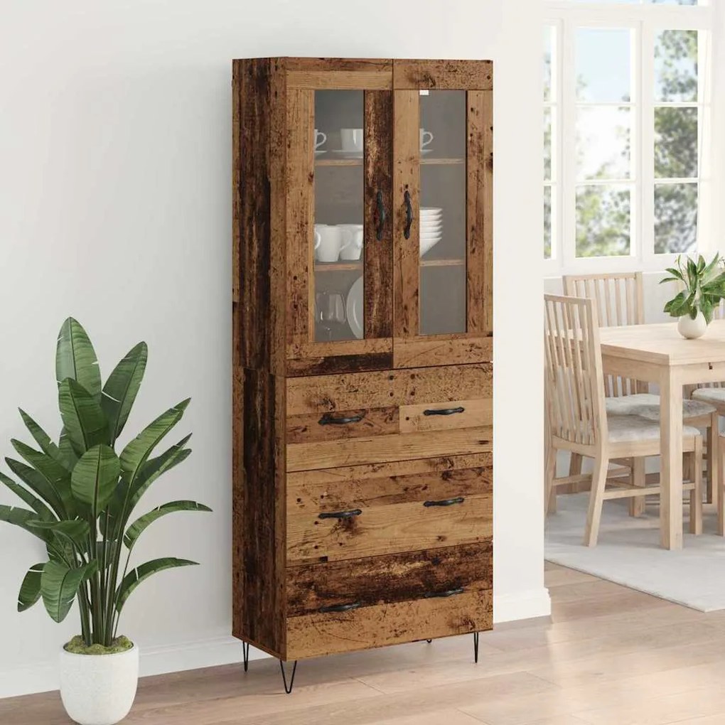 vidaXL Highboard Παλιό Ξύλο 69,5 x 34 x 180 εκ. Επεξεργασμένο ξύλο
